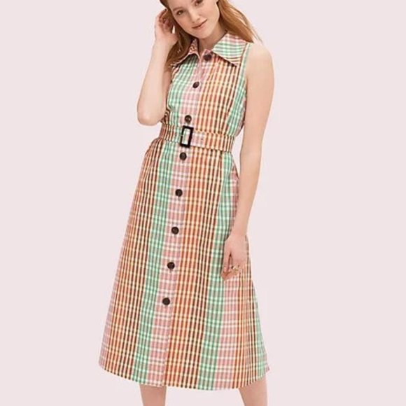 Kate spade rainbow plaid shirtdress Clearance